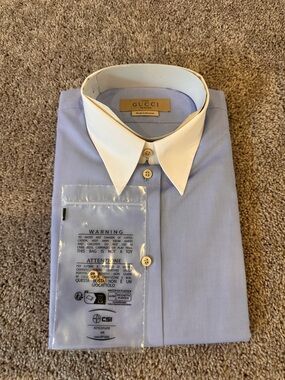 Gucci Light Blue Dress Shirt with White Collar - Uniform
Issue
